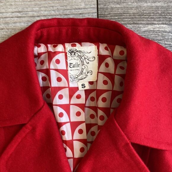 Tulle Wool Peacoat Size Small Red - Picture 2 of 4